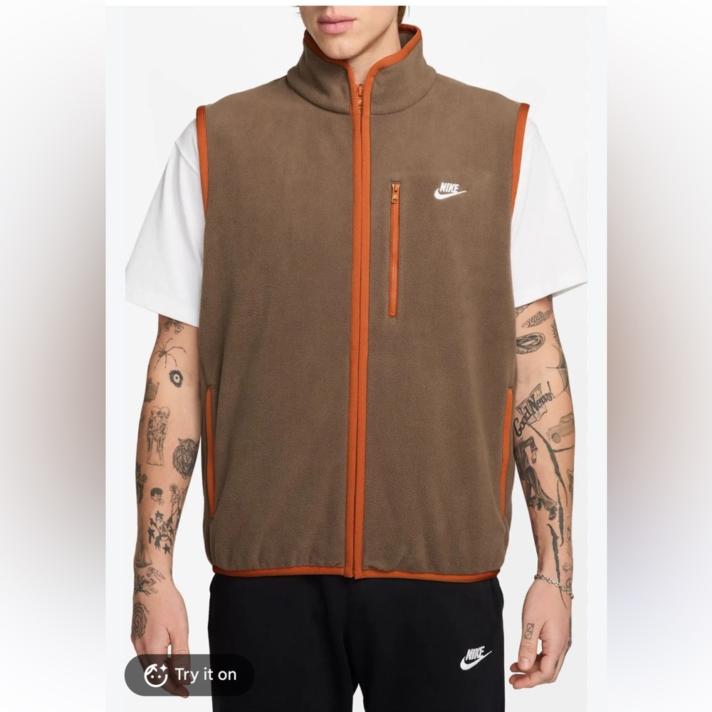 Nike men’s club therma- fit winterized vest loose fit brown orange XL New
